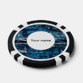 Blauw geschilderd hout poker chips (Enkel)