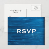 Blauw geschilderd hout RSVP Briefkaart (Voorkant / Achterkant)