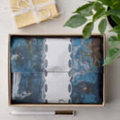 Blauw geschilderd hout tissuepapier (Geschenk)
