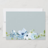 Blauw geschilderde bloemen, baptisme-uitnodiging kaart (Achterkant)