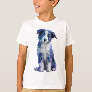Blauw geschilderde Border Collie Puppy Kinderen T-shirt