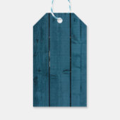 Blauw geschilderde houten planken cadeaulabel (Achterkant)