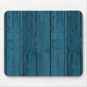 Blauw geschilderde houten planken muismat