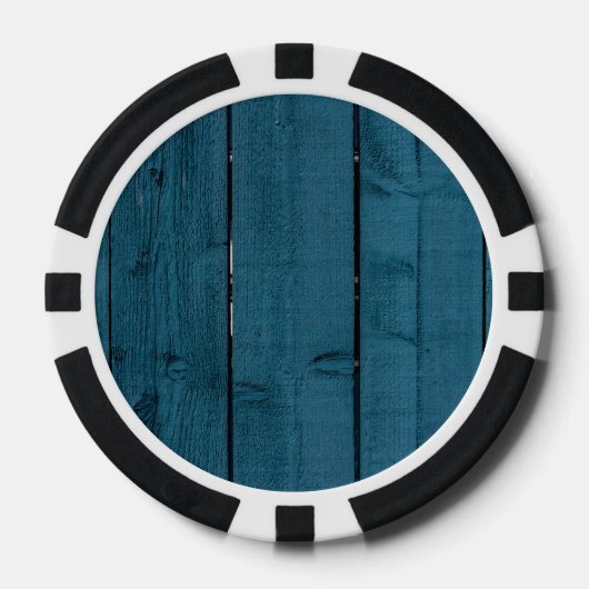 Blauw geschilderde houten planken pokerchips (Voorkant)