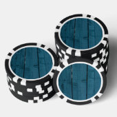 Blauw geschilderde houten planken pokerchips (Opstapeling)