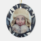 Blauw geschilderde krans Kerstmis Keramisch Ornament (Links)