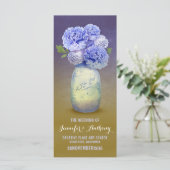 Blauw geschilderde mason potje bruiloft programma' programmakaart (Staand voorkant)