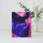 Blauw geschilderde Rhino Briefkaart (Staand voorkant)