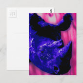 Blauw geschilderde Rhino Briefkaart (Voorkant / Achterkant)