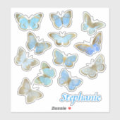 Blauw geschilderde sparkle vlinders sticker (Vel)