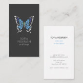 Blauw geschilderde vlinder Logo op donkergrijs ver Visitekaartje (Voorkant / Achterkant)