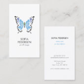 Blauw geschilderde vlinder Logo op wit verticaal Visitekaartje (Voorkant / Achterkant)