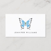 Blauw geschilderde vlinder Logo op wit Visitekaartje (Voorkant)