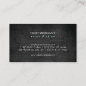 Blauw geschilderde vlinder Logo op zwart hout Visitekaartje (Achterkant)