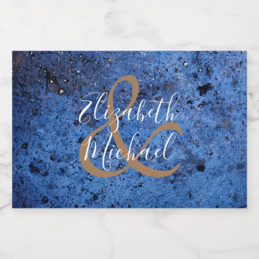 Blauw geschilderde Waterverf achtergrond mini Sparkling Wijnetiket (Enkel label)