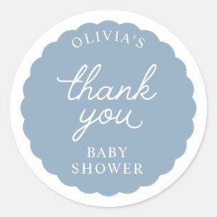 Blauw Geschulpte Lijst Ronde Jongens Baby Shower Sticker