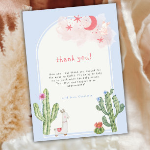 Blauw Geslacht Neutraal Boho Arch Cactus Baby show Bedankkaart