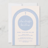 Blauw Geslacht Neutraal Boho boog kruis doop Kaart (Voorkant)