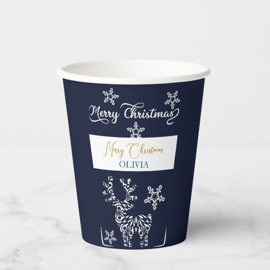 Blauw gesneden kerstversieringen papieren bekers (Voorkant)