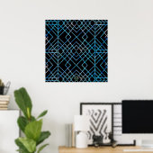 Blauw gespiegeld op zwart poster (Thuiskantoor)