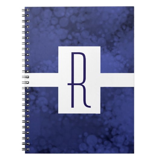 Blauw gespikkeld monogram notitieboek (Voorkant)