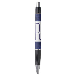 Blauw gespikkeld monogram pen