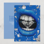 Blauw gespleten glas en diamanten canvas tas bedan bedankkaart (Voorkant / Achterkant)