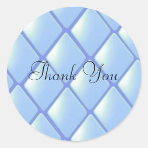 Blauw Gestikte Diamant Patroon Ronde Sticker