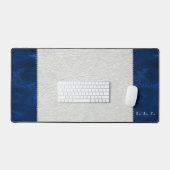 Blauw Gestikte Kunstleer- en Bureau-Onderlegger Ma Bureaumat (Keyboard & Muis)