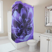 Blauw gestileerde Corolla gebogen bloemblaadjes Douchegordijn (In situ)