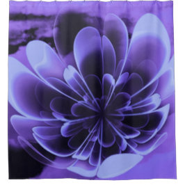 Blauw gestileerde Corolla gebogen bloemblaadjes Douchegordijn