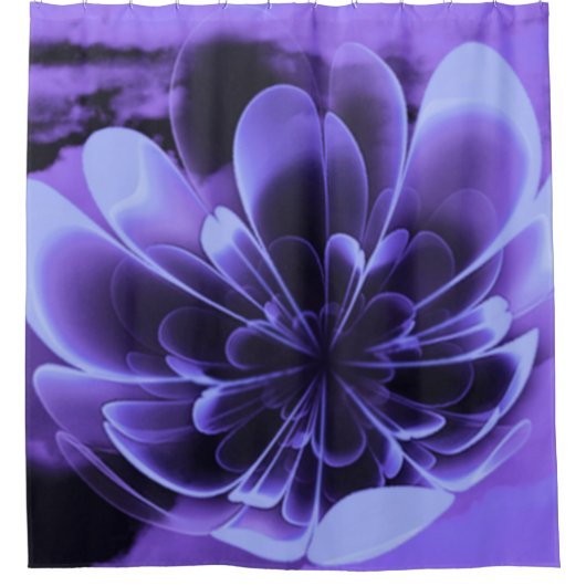 Blauw gestileerde Corolla gebogen bloemblaadjes Douchegordijn (Voorkant)
