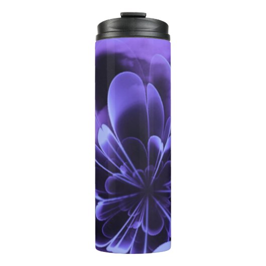 Blauw gestileerde Corolla gebogen bloemblaadjes Thermosbeker (Voorkant)