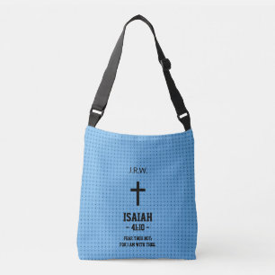 Blauw gestippeld patroon Bijbelhoofdstuk Christeli Crossbody Tas