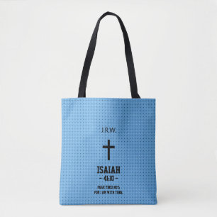 Blauw gestippeld patroon Bijbelhoofdstuk Christeli Tote Bag