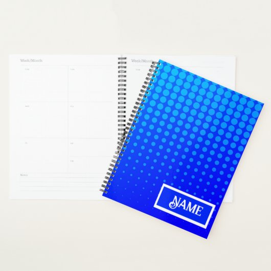 Blauw gestippeld streeppatroon planner (Display)