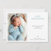 Blauw gestippelde foto Geboorteaankondiging Kaart (Voorkant)