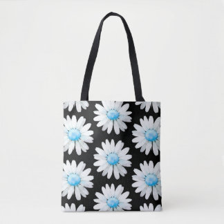 Blauw Gestippelde Madeliefjes Tote Bag
