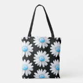 Blauw Gestippelde Madeliefjes Tote Bag (Achterkant)