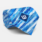 Blauw gestreept aquarel stropdas (Opgerold)