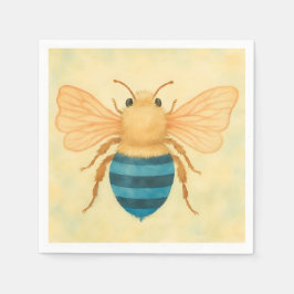Blauw gestreept bijenservet servet