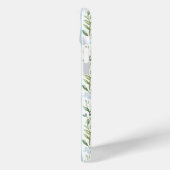 Blauw gestreept bloemmotief gepersonaliseerd Case-Mate iPhone case (Achterkant / Links)
