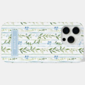 Blauw gestreept bloemmotief gepersonaliseerd Case-Mate iPhone case (Achterkant (horizontaal))