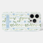 Blauw gestreept bloemmotief gepersonaliseerd Case-Mate iPhone case (Achterkant (horizontaal))