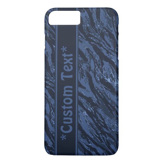 Blauw gestreept camo met aangepaste tekst Case-Mate iPhone case (Achterkant)