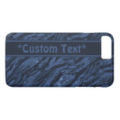 Blauw gestreept camo met aangepaste tekst Case-Mate iPhone case (Achterkant (Horizontaal))