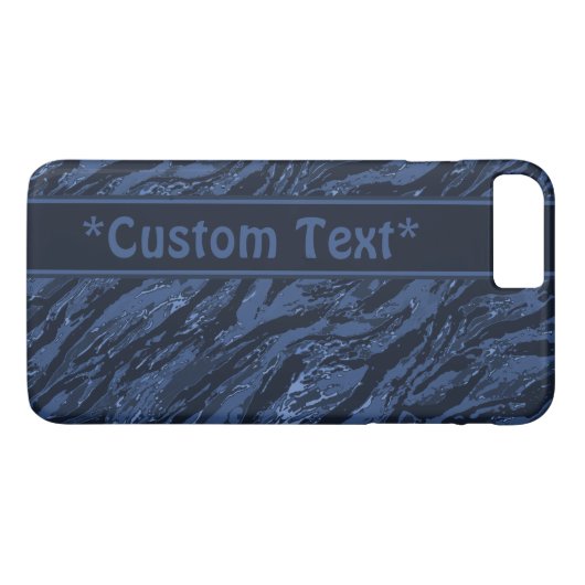 Blauw gestreept camo met aangepaste tekst Case-Mate iPhone case (Achterkant (Horizontaal))