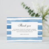 Blauw gestreept dank u waterverf nautische bruilof bedankkaart (Staand voorkant)
