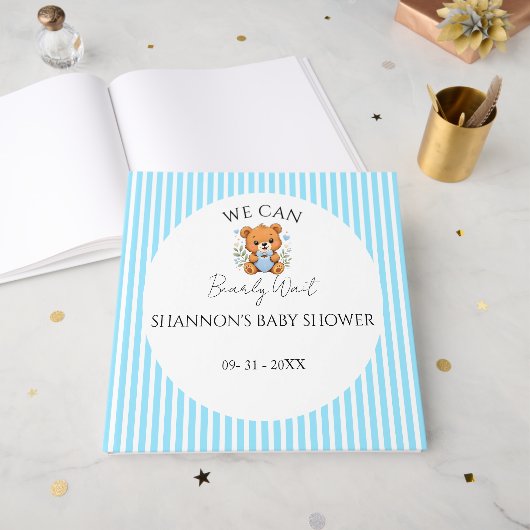 Blauw gestreept gastenboek (Voorkant open)