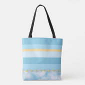 Blauw Gestreept geparafeerd Tote Bag (Achterkant)